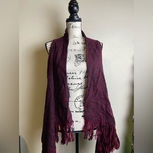 Lakhays Burgundy Vest Shawl Size Small Like New